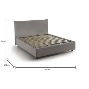 Letto piazza e mezza Ornella, Letto contenitore con rivestimento in tessuto, 100% Made in Italy, Apertura frontale, adatto per materasso Cm 120x190, Tortora