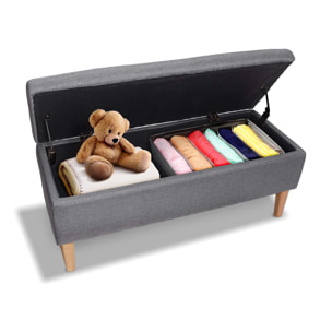 ISTANBUL - Cassapanca ottomana con contenitore da 42L. Panca fondoletto pouf in tessuto con seduta imbottita e piedi in legno di pino