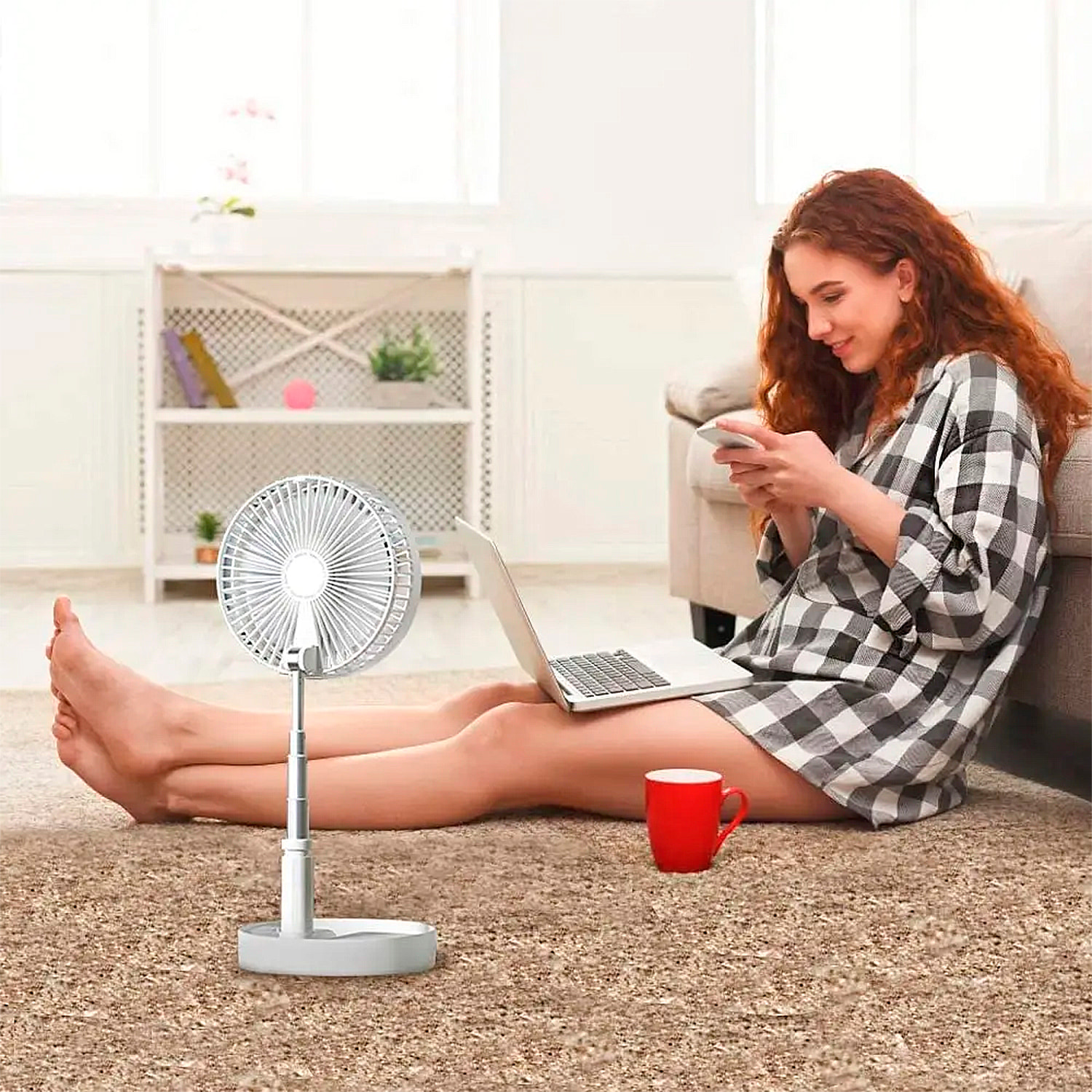 DAM Ventilatore pieghevole ed estensibile 100 cm Colore: Bianco