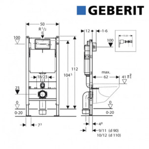 Pack WC sans bride SAT, fixations invisibles + Abattant softclose + Bâti support Geberit UP100 + Plaque Noir brillante