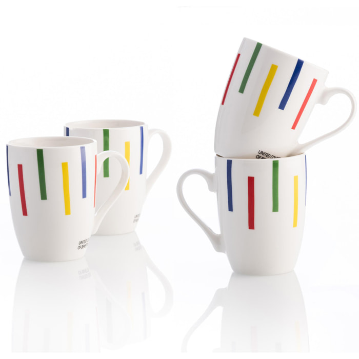 Set 4 mugs diseño rayas de colores benetton