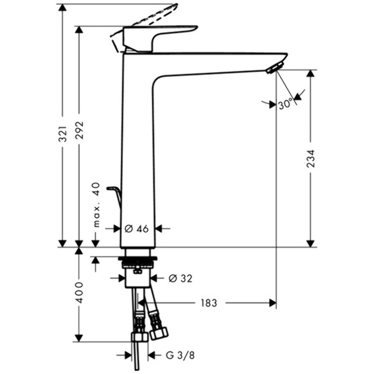 Mitigeur lavabo Talis E 240 avec tirette et vidage