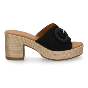 Zueco de tacon comodos y elegantes diseño moderno con hebilla decorativa