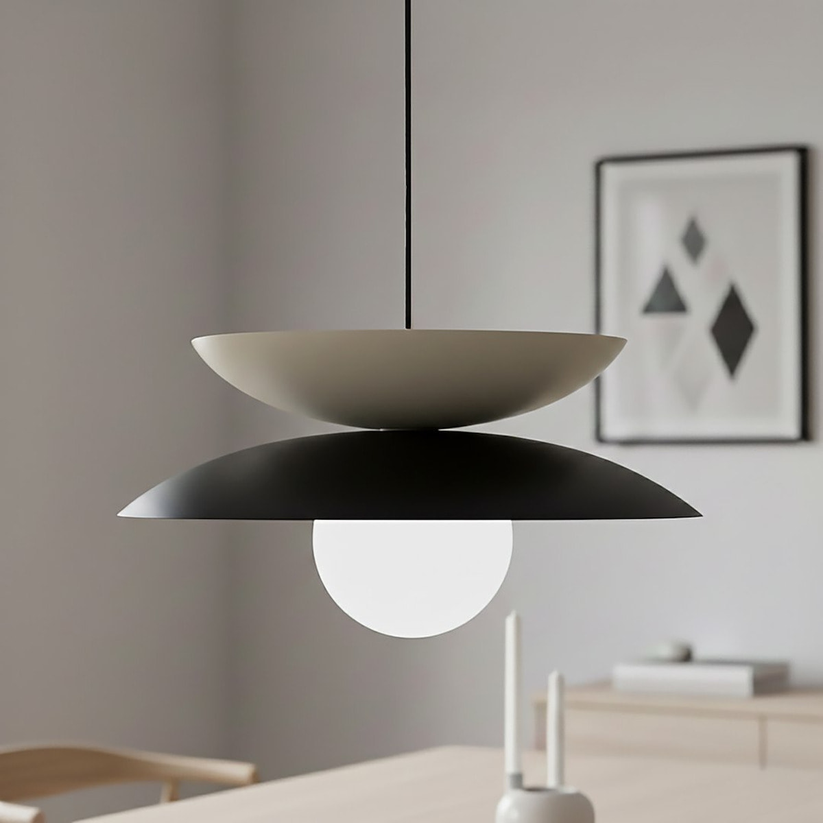 Lampada a sospensione Nagoya in acciaio nero e vetro