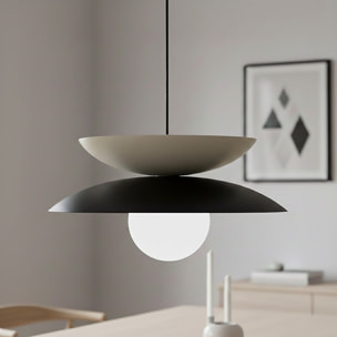 Lampada a sospensione Nagoya in acciaio nero e vetro