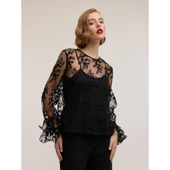 Motivi - Blusa de encaje Smart Couture - Negro