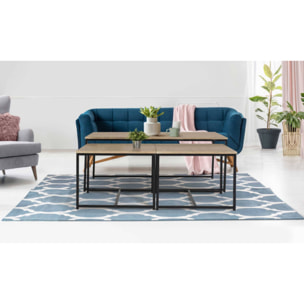 Tables basses gigognes Memphis bois et pieds noirs - lot de 3