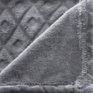 Plaid "Losange" flanelle gris ardoise 125x150cm