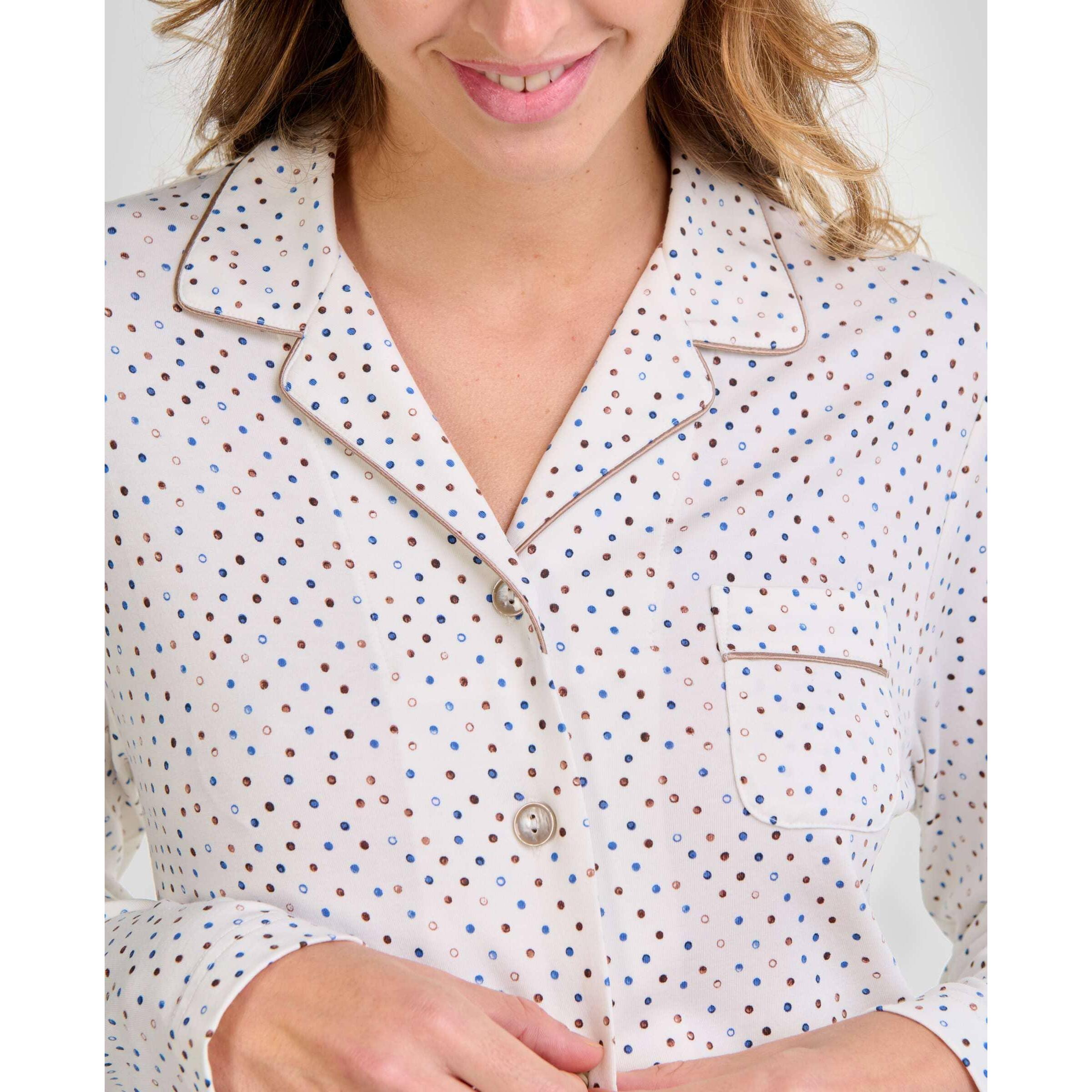 Camisón mujer estampado con abertura de botones vivo y manga larga