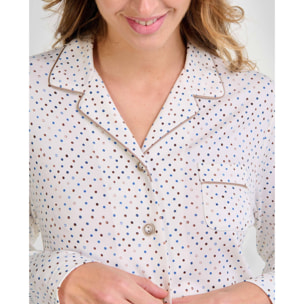 Camisón mujer estampado con abertura de botones vivo y manga larga