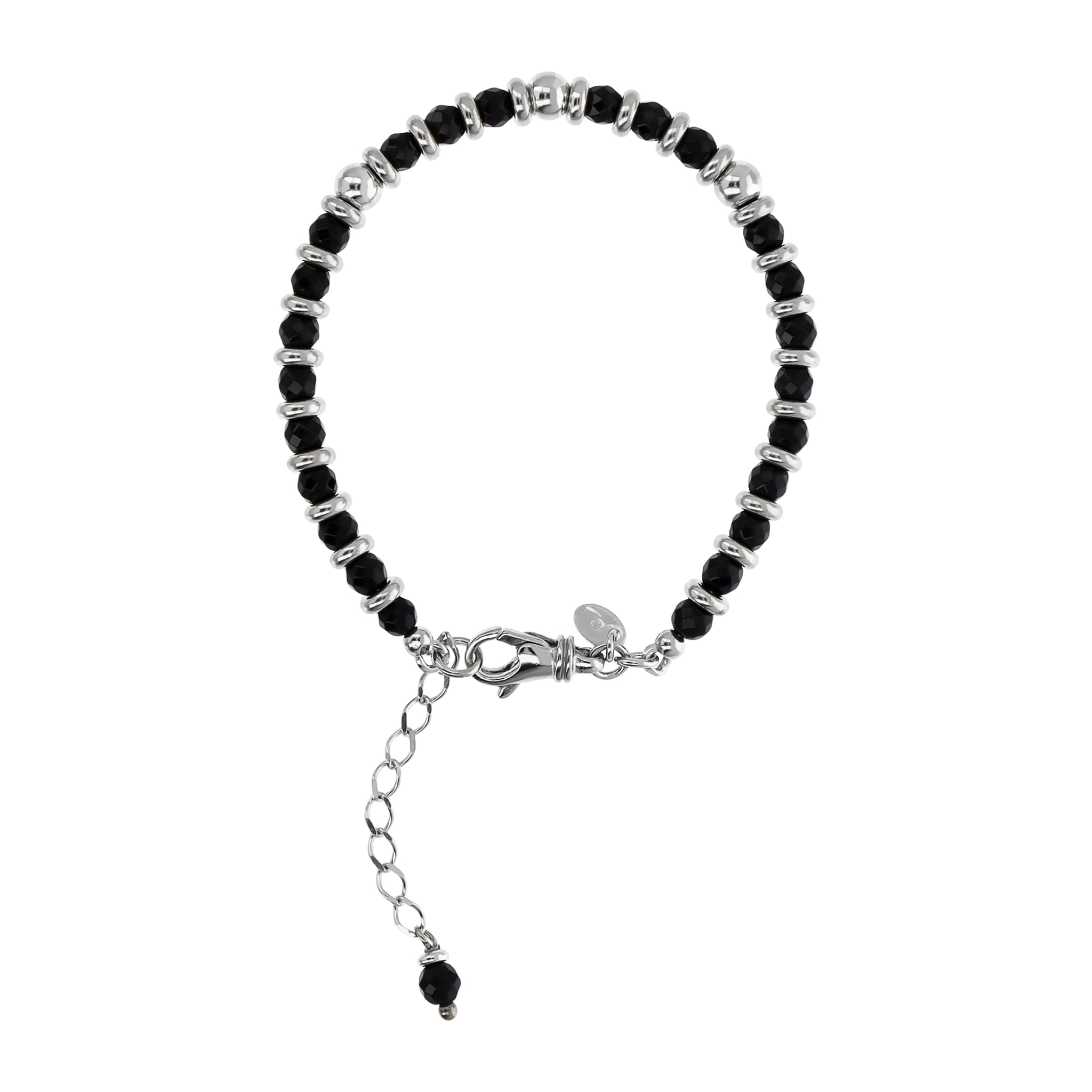 Bracciale con Rondelle Lucide alternate a Sfere in Spinello Nero