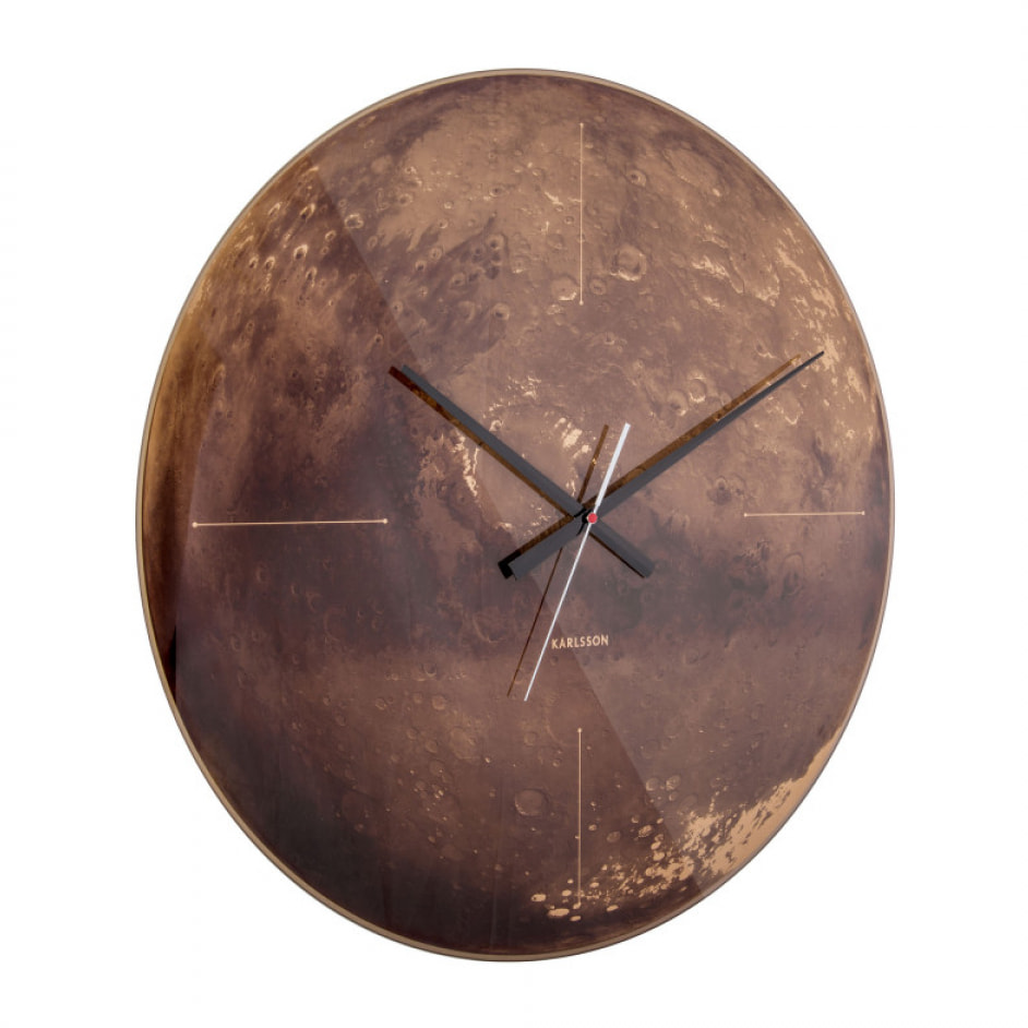 Mars - Horloge murale ronde en verre ø60cm : Couleur - Brun.