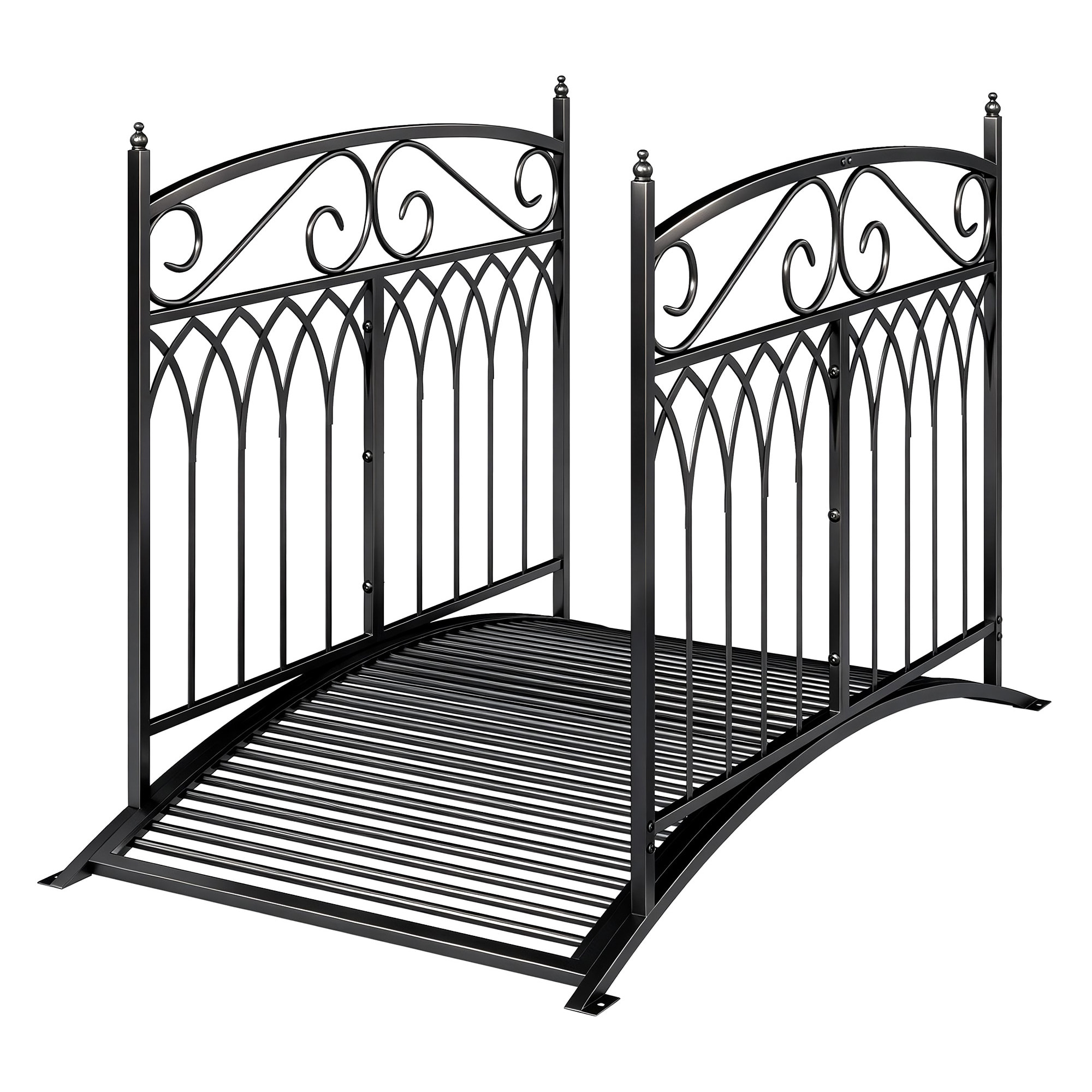Pont de jardin métal noir style antique garde-corps latéraux max. 100 Kg