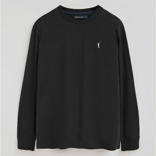 Maglietta nera a maniche lunghe con logo ricamato Rigby Go