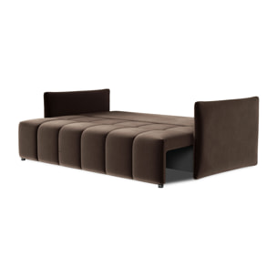 Petra - canapé 3 places convertible avec coffre - en velours - Taupe