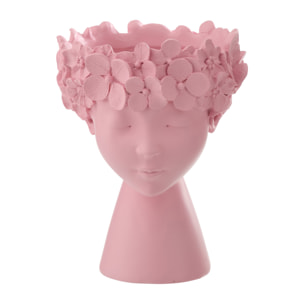 J-Line Cache-Pot Tête - polyrésine - rose clair - small