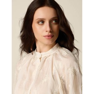 Oltre - Blusa in mussola con ricamo - Bianco