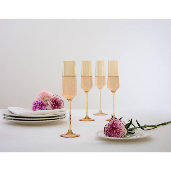 Lot de 4 flûtes à champagne Ambre 20cl