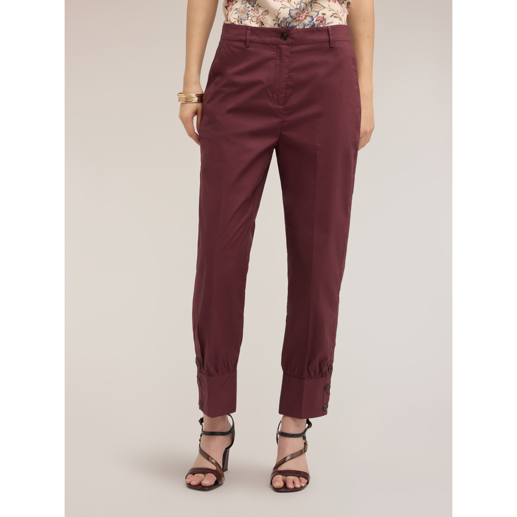 Motivi - Pantalones con puño en popelín - Violeta