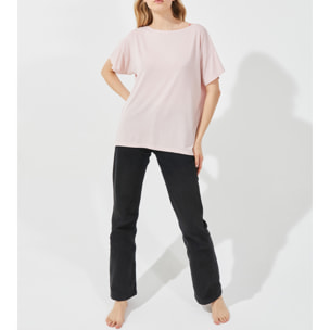 Maglia manica corta scollo barchetta in viscosa sostenibile vestibilità over