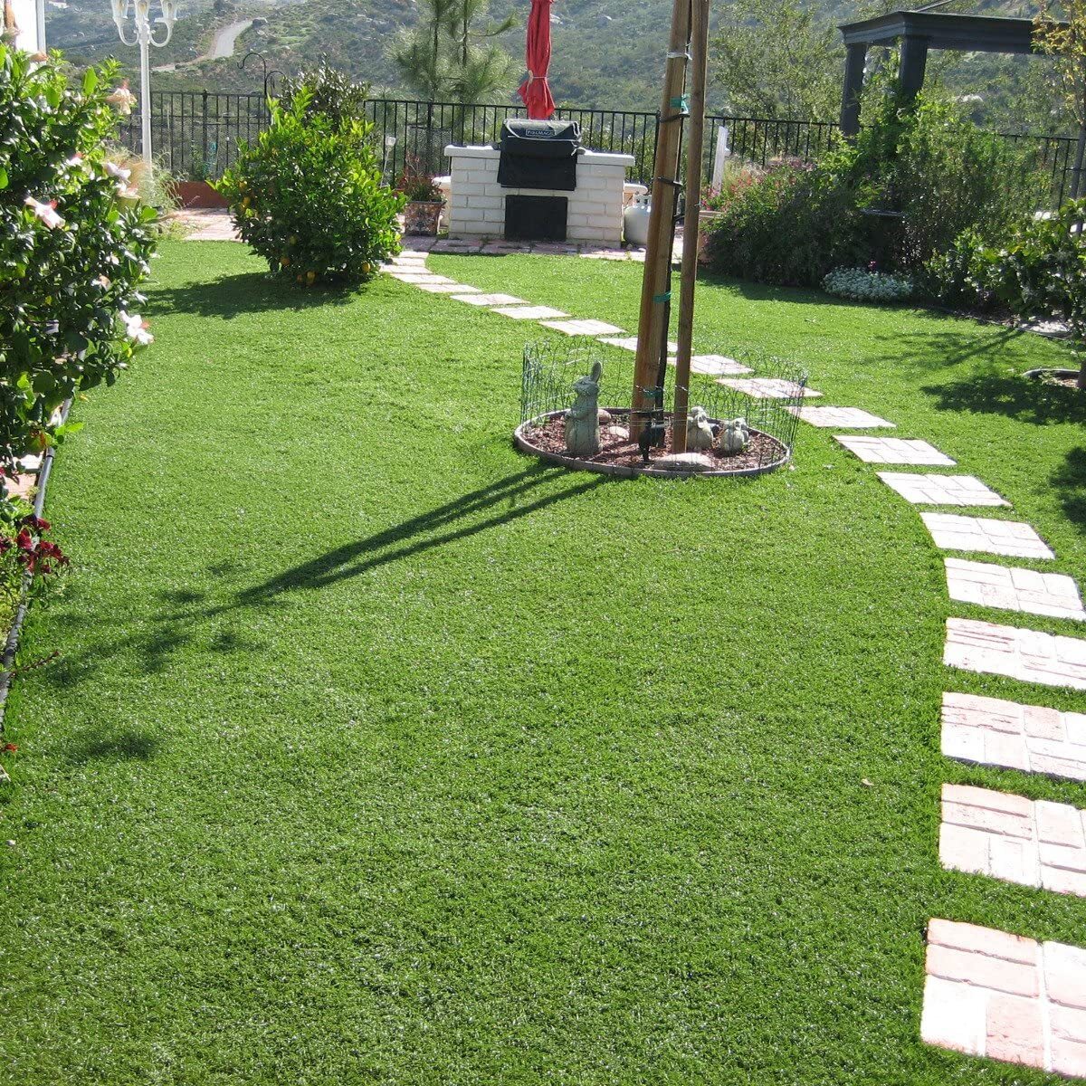 Prato Sintetico Manto Erboso Erba Finta Realistica Giardino 4 Sfumature di Colore Tappeto Erboso Sintetico Anti UV Atossico Drenante 30mm 2x10mt 20mq