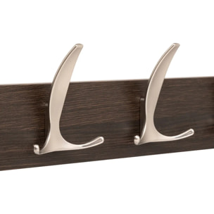 Patère Aly 4 têtes L45cm bois foncé gris