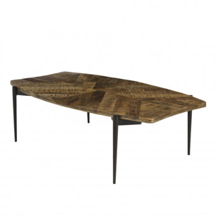 KIARA - Table basse bords concaves 135x75cm en bois recyclé