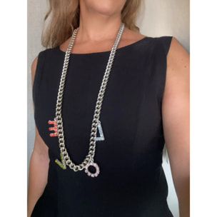 Collar largo LOVE en cristal Sw Multicolor y plata 10µ