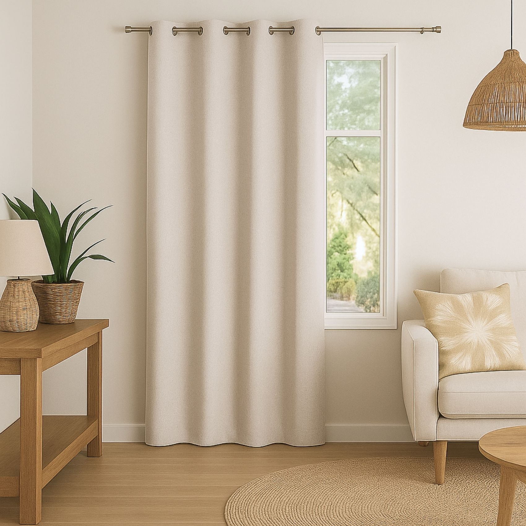 Rideau 100% occultant  - Effet chiné - Beige