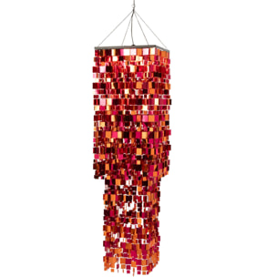 J-Line abat-jour sequin carré - PET - rose/orange