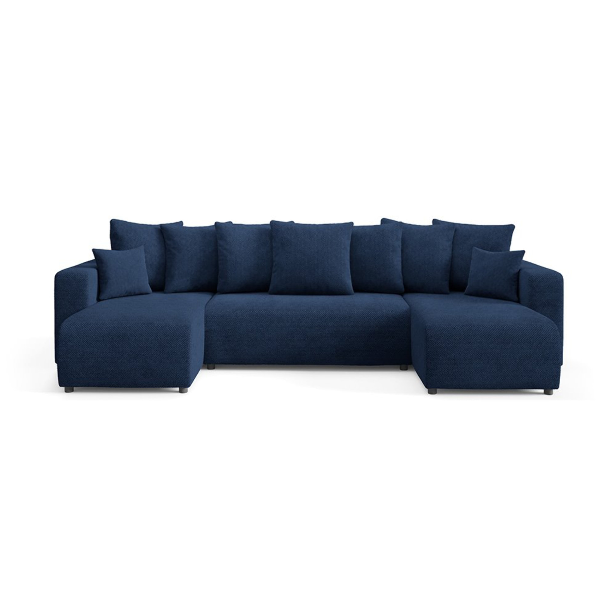 GLORIA - Canapé panoramique 6 places en tissu bleu