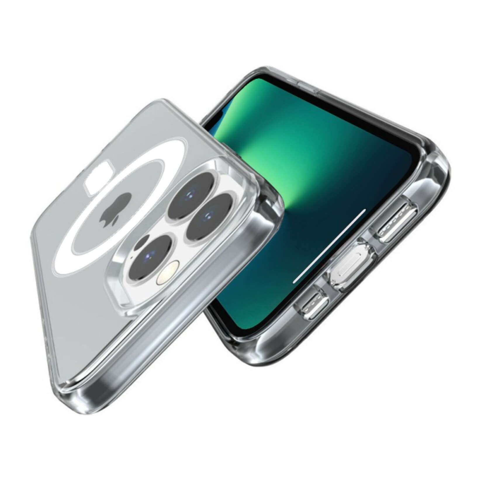 Coque iPhone 13 Pro Transparente Compatible Magsafe + 2 Vitres Protection Ecran