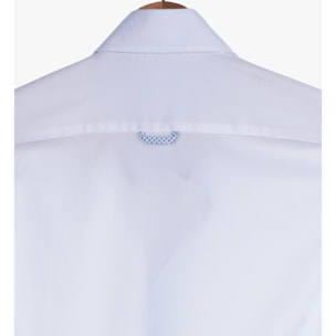 Camicia Uomo 2 Bottoni Button Down Slim Satin Unito Bianco