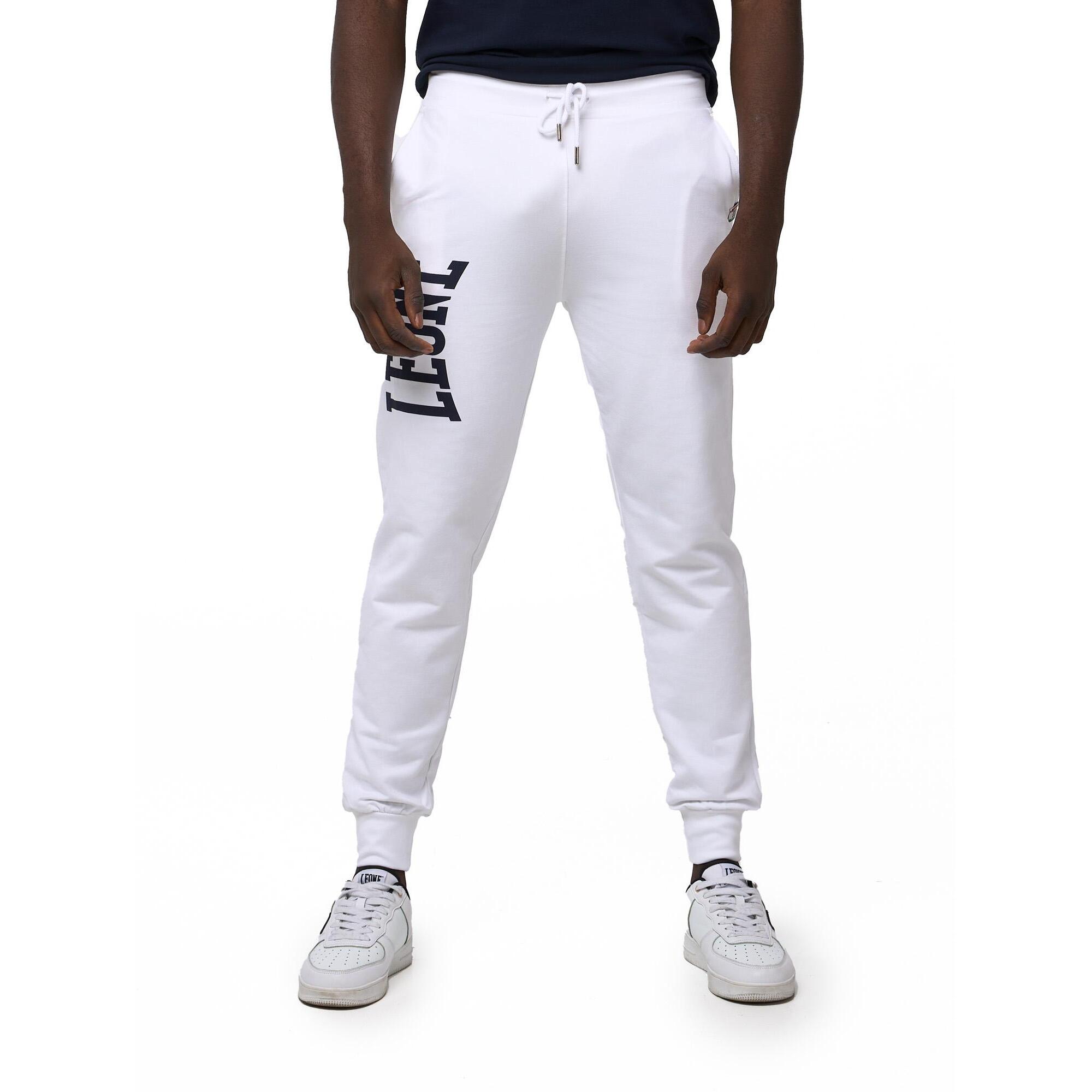 Pantaloni da uomo con logo grande in cotone non garzato Leone Basic