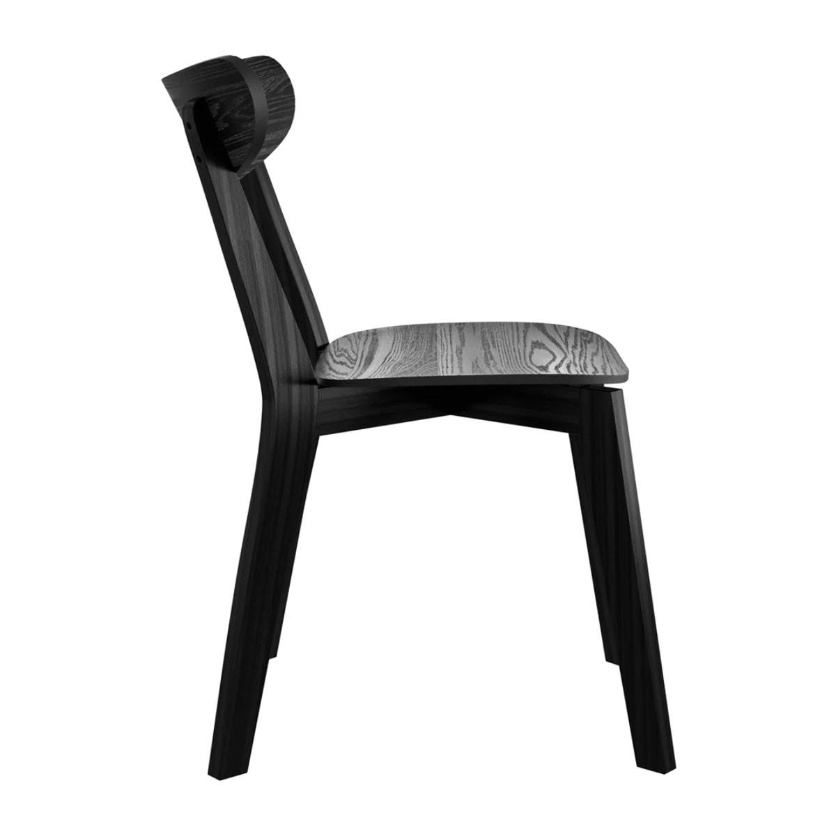 Lot de 2 chaises en bois d'hévéa noir - Tabata