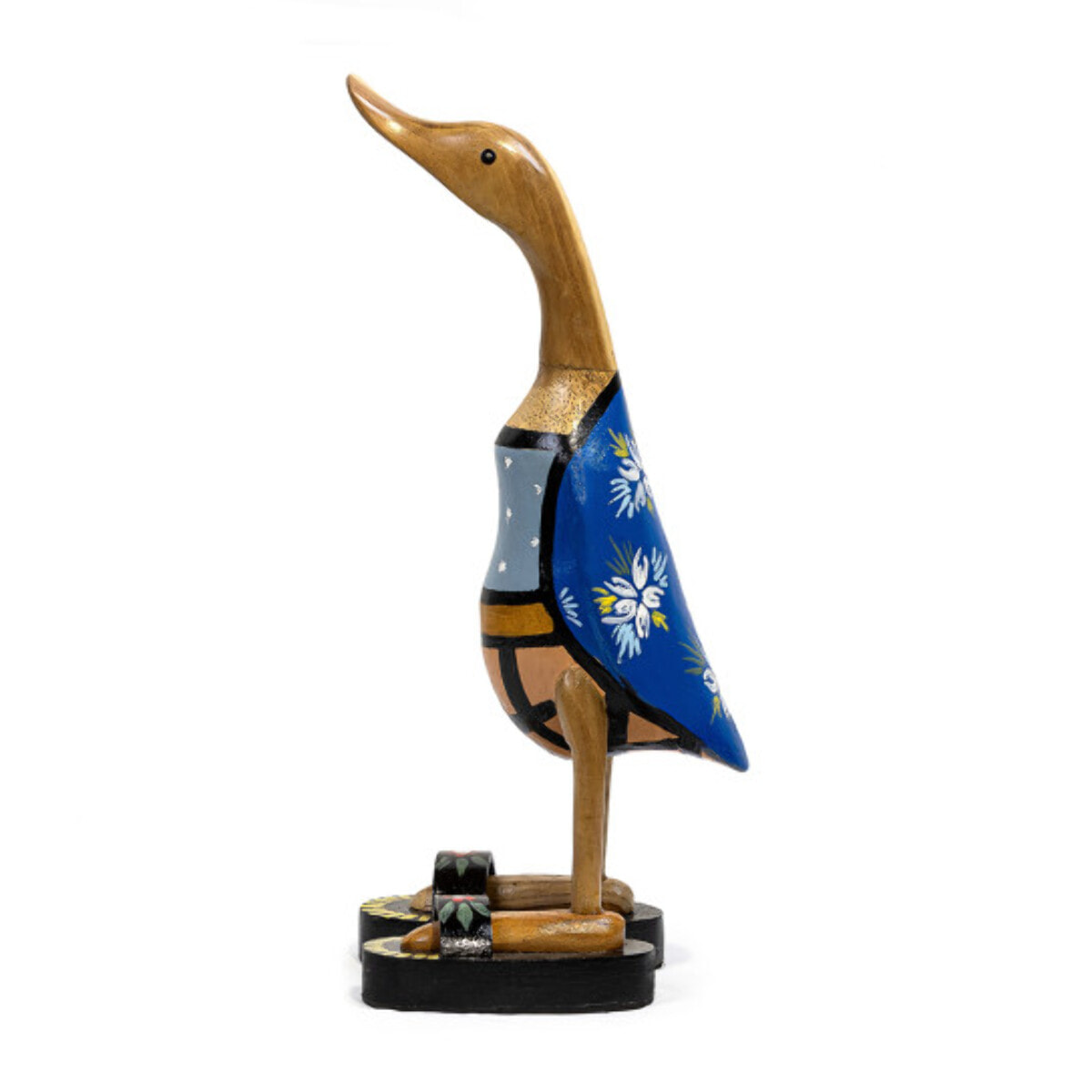 Statue H. 40 cm canard maillot bleu en bois de teck - DUCK