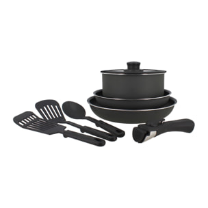 Batterie de cuisine 8 pièces en aluminium noir - tous feux IRIS