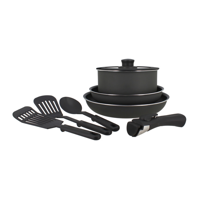 Batterie de cuisine 8 pièces en aluminium noir - tous feux IRIS
