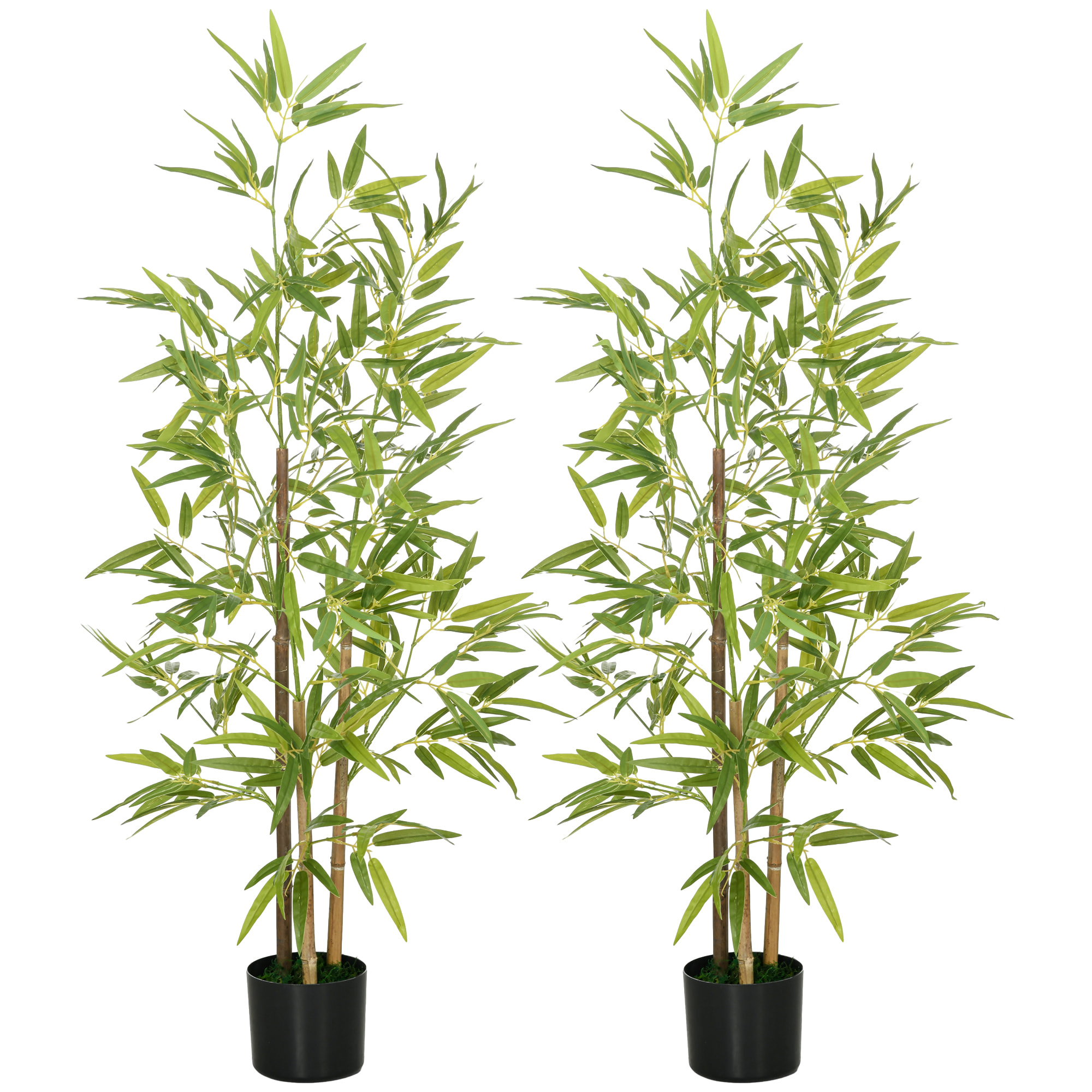 2 Plantas Artificiales con Maceta Plantas Sintéticas de Bambú con 498 Hojas para Decoración en Salón Oficina Casa Ø15x120 cm Verde