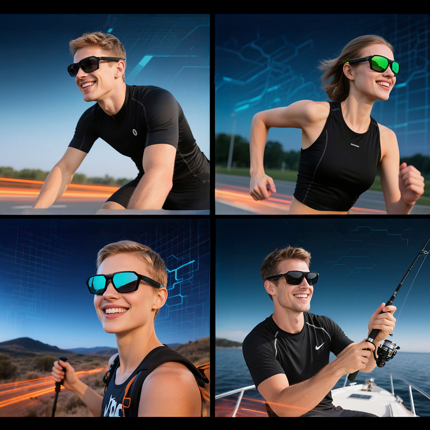 Gafas deportivas inteligentes QY PRO 5. Asistente de voz inteligente, traducción en tiempo real de más de 100 idiomas, control de música/llamadas y lentes UV400.