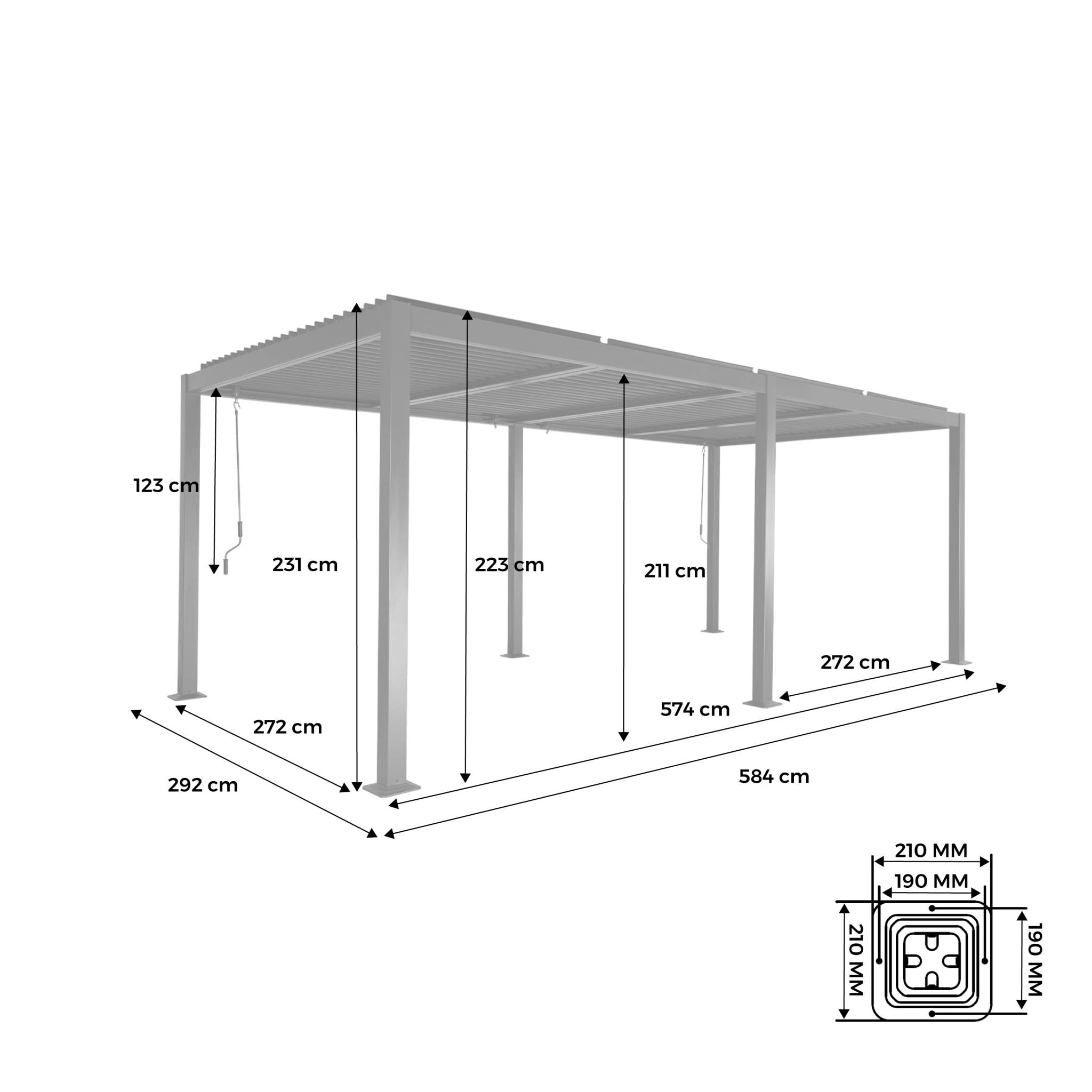 Pergola bioclimatique anthracite. aluminium et acier. 3x6m. lames orientables