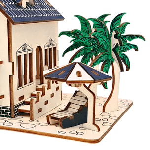 Maqueta 3D de madera. Casa en la playa. 88 piezas.