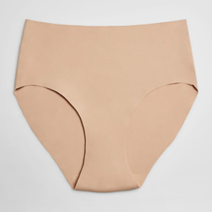 Slip a vita alta effetto laser beige