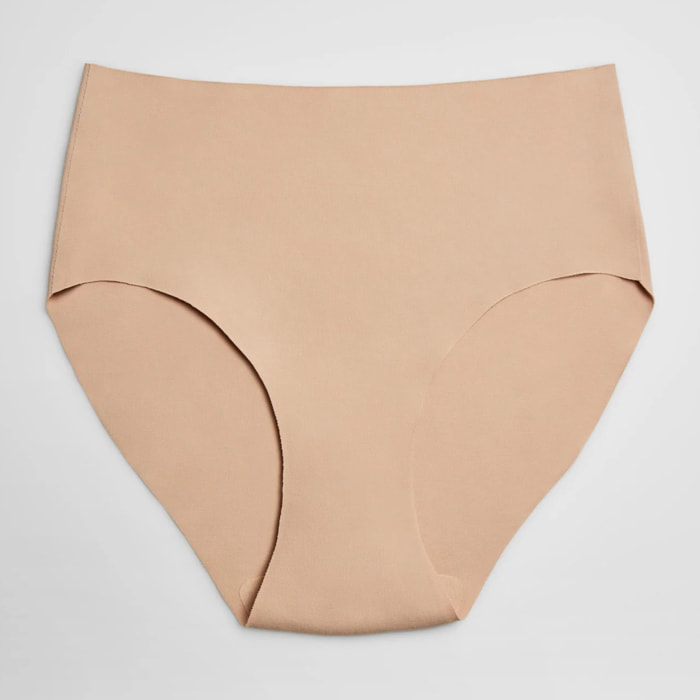 Slip a vita alta effetto laser beige