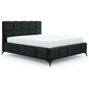 Millie - lit coffre - 180x200 cm - sommier inclus - en velours - Vert