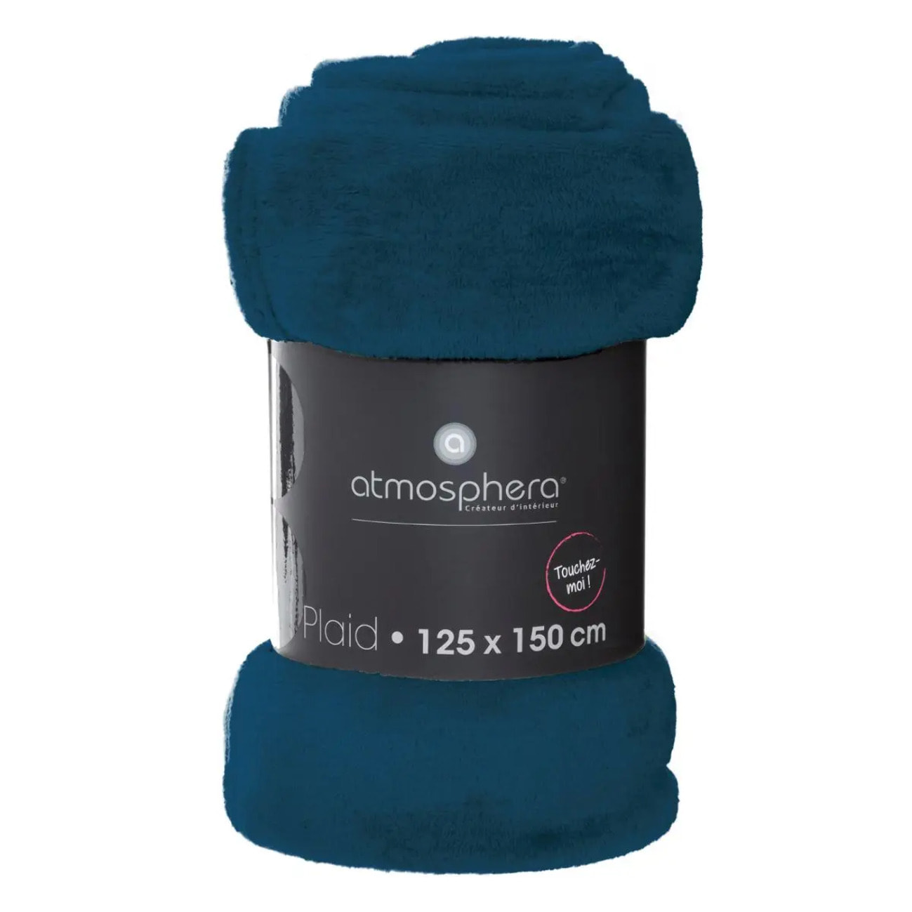 Plaid "Ollis" en flanelle bleu égéen 125x150cm