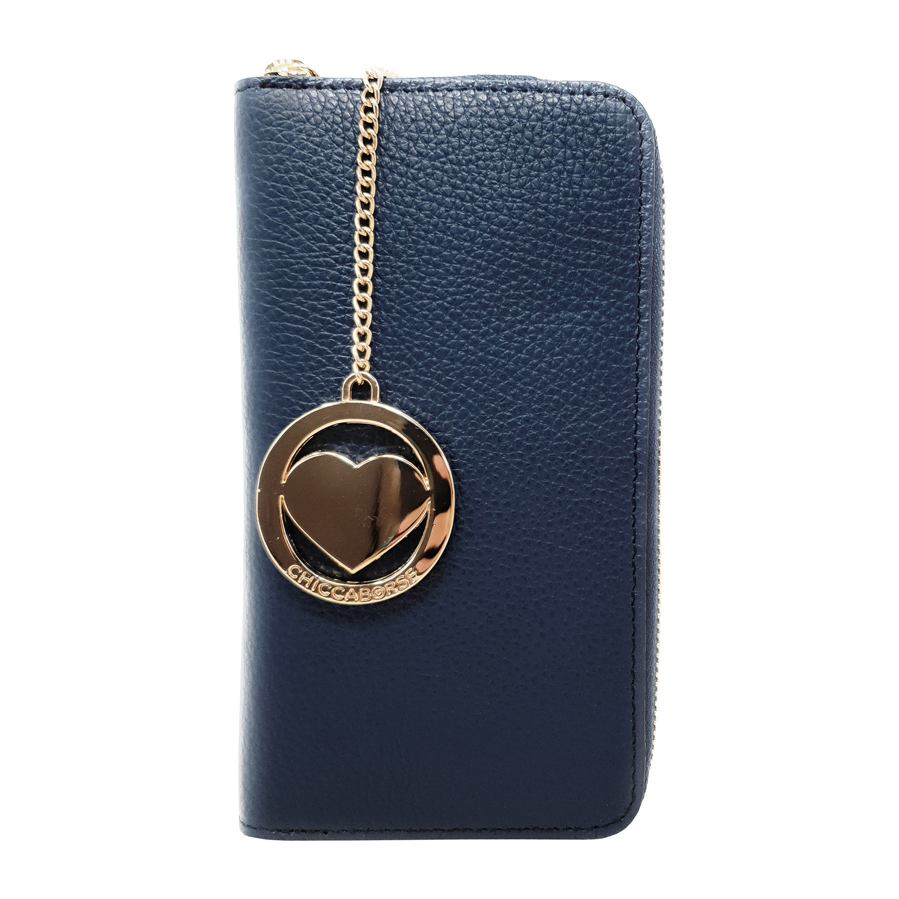 Chicca Borse Portafogli Lungo Donna in Pelle Blu Scuro