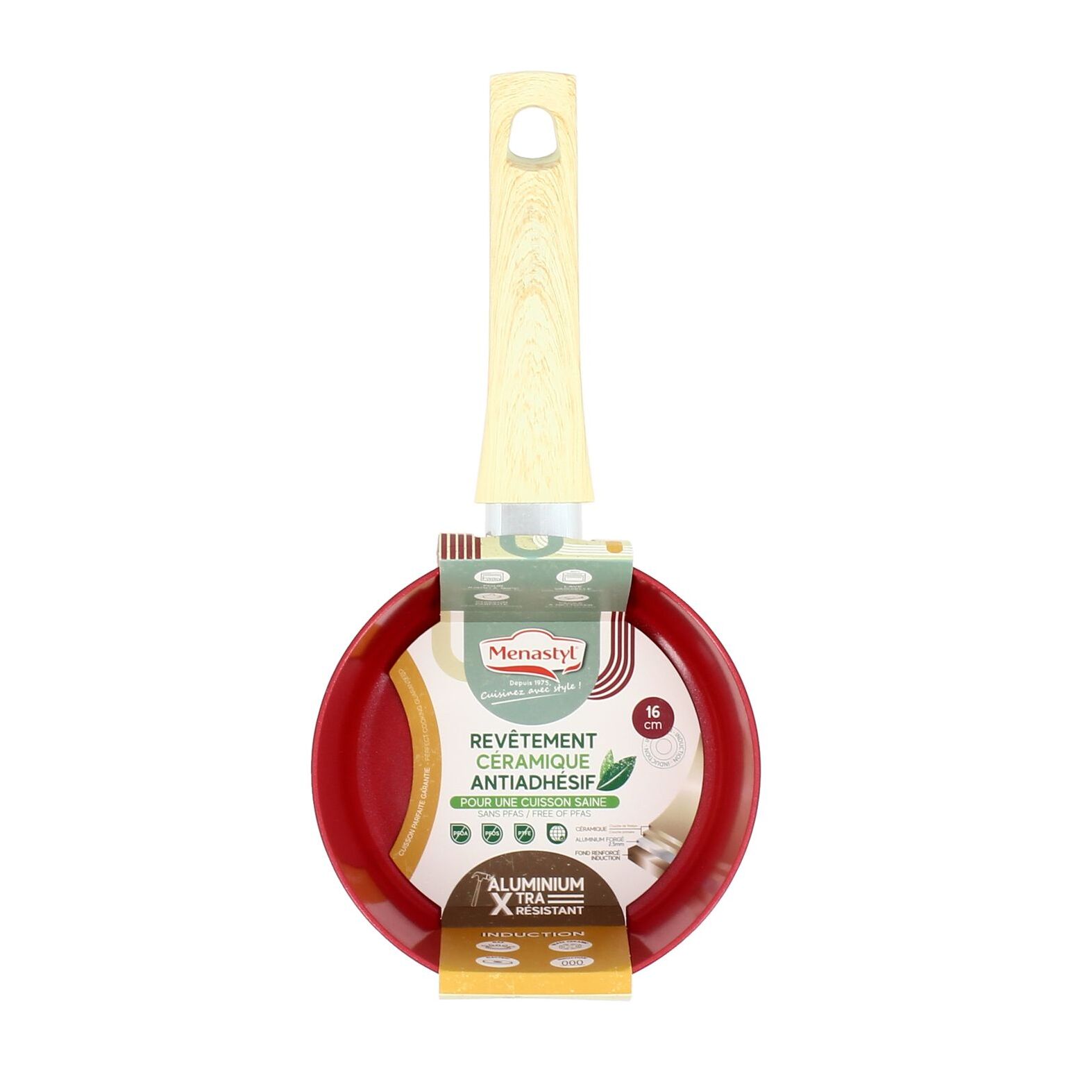 Casserole 16cm avec revêtement céramique rouge - tous feux COLORAMA