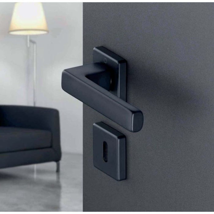 Paire de béquilles sur rosace Toulon HOPPE 1737/843K/843KS Noir mat - Condamnation - 11637651