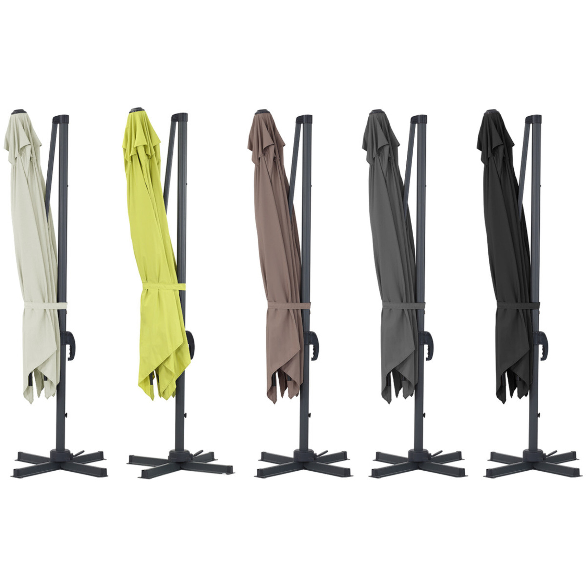 Parasol jardin déporté Alu "Sun 3" - Carré - 3 x 3 m - Noir - Dalles incluses